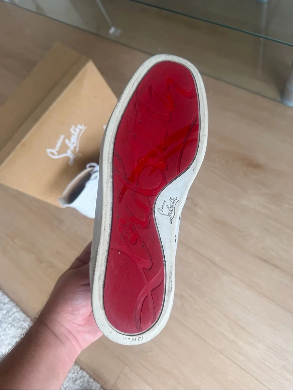 Christian Louboutin Men's White High-Top Sneakers